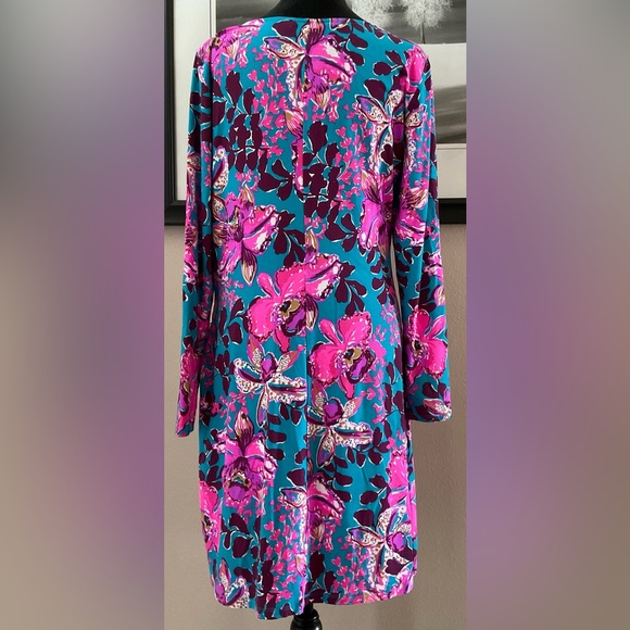 NWOT LILLY PULITZER SIZE LARGE BRYSON DRESS *ORCHID YOU NOT* BLUE RHAPSODY - Picture 8 of 10